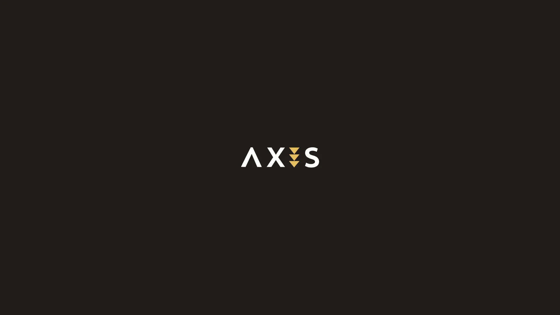 AXIS logo in white and gold on a near-black background