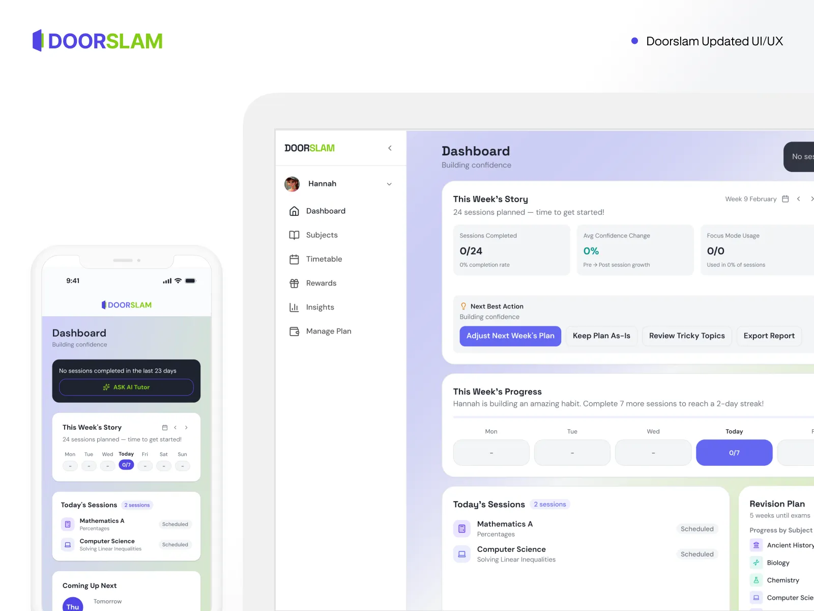 Updated dashboard on desktop and mobile