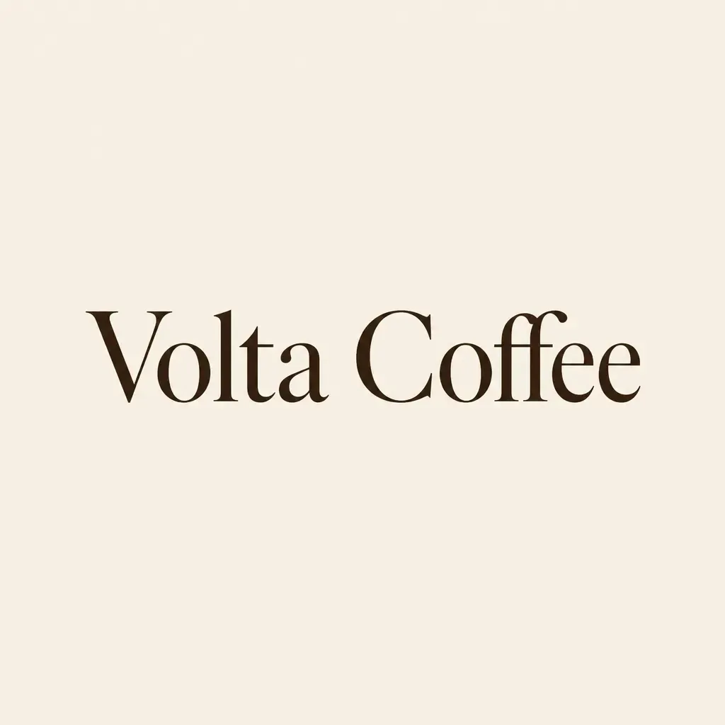 Volta Coffee wordmark in a serif face on cream